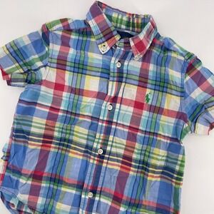 Ralph Lauren 3/3T Plaid‎ Short Sleeve Button Down Shirt Kids Children